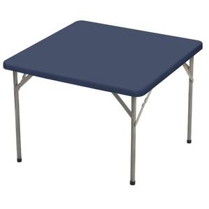 lot 20125 image: BDDC 34 x 34 Square Fitted Table Cover - Stretchy Spandex Navy Blue Table Cloth, Washable & Wrinkle-Resistant Tablecloth for Tables, IndoorOutdoor Picnics, Patios & Events