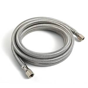 lot 20148 image: Refrigerator Water Line - 2 FT Premium Stainless Steel Braided Ice Maker Water Hose, Food grade PEX Inner Tube Fridge Water Line with 14 Fittings for Refrigerator Ice Maker