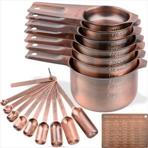 lot 20157 image: Smithcraft Measuring Cups and Spoons Set, Copper Measuring Cups and Spoons Set for Dry & Liquid, Metric&US 7 Stainless Steel MeasureR Cup&9 Spoon Leveler & Measure Enquivalents for Kitchen & Baking (Tsp  Tbs Not Included)