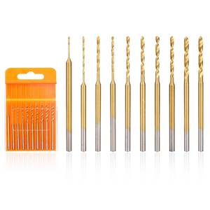 lot 20168 image: Uolor Mini Twist Drill Bit Set, 10Pcs Micro Engraving Drill Bits, 0.6mm-2.2mm, HSS 2.35mm Shank Titanium Coated Tiny Drill Bit Hole Drilling Tool for DIY Resin, Jewelry, Amber, Circuit Board, Walnut (9 Pcs Only)