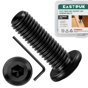 lot 20192 image: EASTPUK 20Pcs M8-1.25 x 25mm Flat Head Socket Cap Screws Bolts 304 Stainless Steel Black Zinc Plated Furniture Bolts, Fully Threaded M8 Bolt with Hex Spanner (Open Box, May Be Missing Pieces)