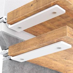 lot 20194 image: Goovilla Heavy Duty Floating Shelf Brackets 12 Inch for 2�4 Wood Stud, 4 Pack L Brackets for Shelves or Shelving, White Coated Metal Shelf Hardware with 160 lb. Load Capacity and Easy Installation