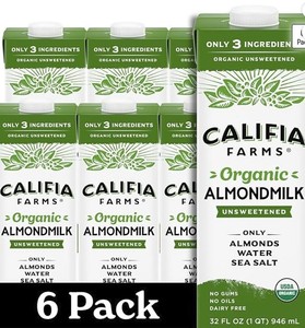 lot 13828 image: Califia Farms Organic Unsweetened Almond Milk 32 oz 6-Pack