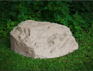 lot 35 image: 29 in. L x 30-12 in. W x 13-12 in. H Resin Boulder Rock Retails $98