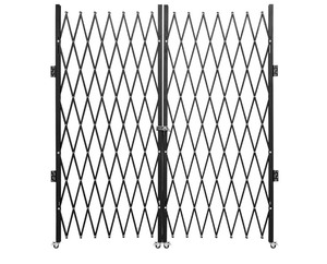 lot 5 image: VEVOR Double Folding Security Gate, 87 H x 150 W Folding Door Gate, Steel Accordion Security Gate, Flexible Expanding Security Gate, 360° Rolling Barricade Gate, Scissor Gate or Door with Keys Retails $256