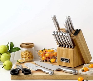lot 4 image: McCook 15-Piece Stainless Steel Knife Set,MC19 Knife Block Set with Built-in Sharpener,Chef Knife for Home