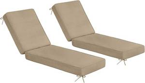 lot 161566 image: Retails for $190 Chaise Lounge Olefin Cushion Set of 2, Patio Pad Khaki 72x21x4