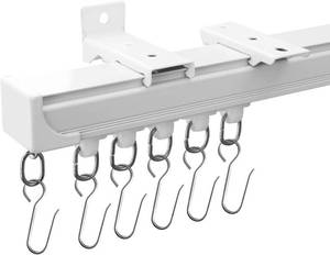 lot 261579 image: Ceiling Curtain Tracks 18FT,Curtain Track Wall Mount,Ceiling Mounted Sliding Door Curtains Rails Outdoor Extra Long Curtains Rod Room Divider Track for Living Bedroom with Hooks,White