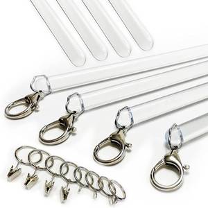 lot 261589 image: 36 inch (4 Pack) All Clear Acrylic Curtain Pull Wand - Clear Drapery Pull Rod for Opening-Closing Curtains. Versatile Curtain Wand - Invisible Drapery Wand - (36 Inch)