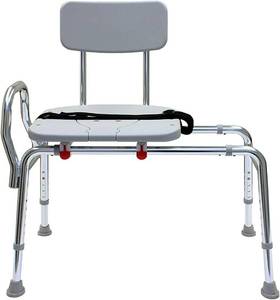 lot 261591 image: Transfer Bench Sliding with Cut Out Adjustable Height Legs,Include Seat Belt Lightweight Plastic Benches for Bath Tub and Shower with Back Non-Slip Seat