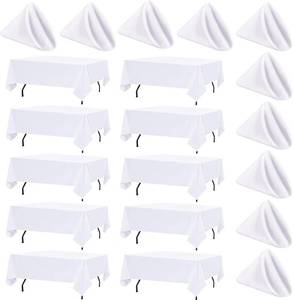 lot 261607 image: 10 Pack White Table Cloth Rectangle Table Cloths for 6 Foot Rectangle Tables 60 X 102 Inch Washable Polyester Table Covers, Reusable & Wrinkle Resistant for Weddings, Parties, Events, and Daily Use