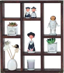 lot 361563 image: 17.7x15.7-Inch Shadow Box Shelf 9-Slot Rustic Floating Shelves Larger Wall Mounted Shelf Lightweight Solid Wood Display Shelf Freestanding Farmhouse(9C-Rustic Walnut)