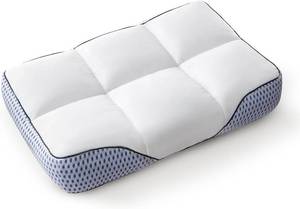 lot 361564 image: Glaciman Firm Shredded Memory Foam Bed Pillow, Ergonomic Neck and Shoulder Support for Back and Side Sleepers, Machine Washable, Breathable Mesh Gusset, Queen 15 x 25 x 4 Inch, 1 Pack