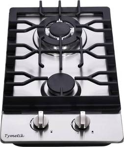 lot 361579 image: Retails for $115 Bakysso Gas Cooktop 12 Inch, 2 Burners Gas Stovetop Built-in Stainless Steel Gas Stove Dual Fuel LPGNG Convertible Gas Hob for RVs, Apartments, Outdoor, 12 Inch Stainless Steel
