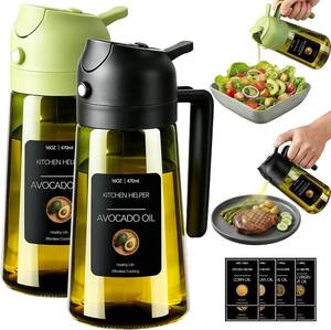 lot 361582 image: Poshetion 2 in 1 Olive Oil Sprayer for Cooking, 16oz Light-Proof Oil Dispenser for Kitchen, Leak-Proof Oil Spray Bottle for Air Fryer, Salad, BBQ, Baking, Grilling - Black & Green