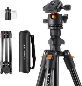 lot 361586 image: K&F Concept 64 inch163cm Lightweight Aluminum Travel Camera Tripod  Compact and Portable, 360  Ball Head, Load Capacity 17.6lbs, DSLR Photography and Smartphone Live Streaming Vlog O234A1BH-36
