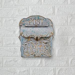 lot 361589 image: Vintage Wall Mount Mailbox for Outside Metal Decor Mailboxes Antique Style Nostalgic Charm for Home Door Garden Farmhouse House Decorations Flower Patter (Grey)