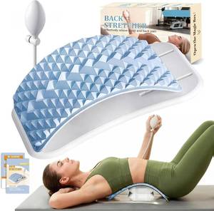 lot 361592 image: Back Stretcher for Back Pain, Adjustable Height & Soft Sponge Material  Lumbar Back Stretcher With Acupressure Points, Air Pump Adjustable Height, Spine Stretching Support, Scoliosis, Manual Includ