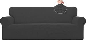 lot 361593 image: Easy-Going Stretch Couch Covers for Sofa Washable Large Dark Gray  1-Piece Sofa Covers for 3 Cushion Couch Furniture Protector Couch Slipcover Soft with Elastic Bottom for Kids Pets