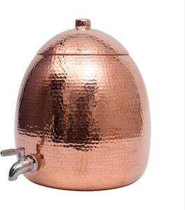 lot 361598 image: Retails for $289 2.5 Gallon Hand-Hammered 100% Pure Copper Water Dispenser  Ayurvedic, Uncoated, Artisan Crafted, Mirror Polished, Home & Office Use