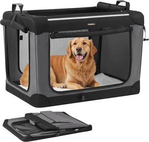 lot 361601 image: Feandrea Collapsible Dog Crate, Portable Travel Crate, 36-Inch  Oxford Fabric Pet Carrier with 4 Mesh Doors, Handles, Storage Pocket, Water Bottle Holder, UPDC019B01