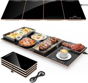 lot 361606 image: FEPPO Electric Warming Tray, 4-in-1 Food Warmers for Parties Buffet with 10 Temp Settings and Timer, 33x15 Glass Surface Warming Mat for Food, Modular Buffet Hot Plates for Catering and Gatherings
