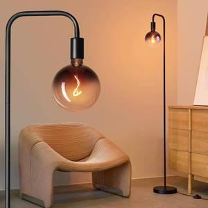 lot 361607 image: ONEWISH Floor Lamp for Living Room - Minimalist Industrial Standing Lamp with Modern LED Bulb, Globe Black Clear Glass 6, 1800K Warm Ambiant Lighting Decorative Tall Floor Lamp for Bedroom Office