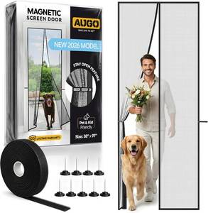 lot 461421 image: AUGO Magnetic Screen Door - Self Sealing, Heavy Duty, Hands Free Mesh Partition Keeps Bugs Out - Pet and Kid Friendly - Patent Pending Keep Open Feature - 38 Inch x 97 Inch