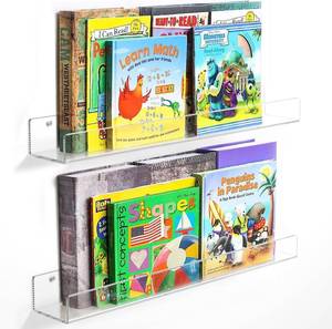lot 461422 image: NIUBEE 24Acrylic Floating Bookshelves for Kids Wall Shelves 2 Packs  Premium Acrylic 50% Thicker with Screwdriver Clear Bathroom Extra-Large Storage Shelves Display Organizer