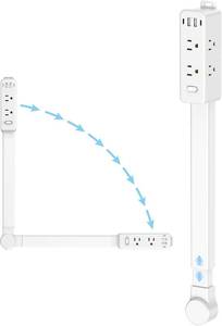 lot 461423 image: Olcorife Outlet Extender Stick, Power Strip with 6 Outlets & 4 USB Ports, Extends 22-34, Rotates 180 (90  per Side), Home Dorm Essential for Nightstand, Couch and Desk