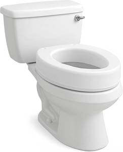 lot 461426 image: Carex Toilet Seat Riser, Elongated Raised Toilet Seat Adds 3.5 inches to Toilet Height, for Assistance Bending or Sitting, 300 Pound Weight Capacity Toilet Riser