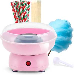 lot 461428 image: Cotton Candy Machine for Kids & Family, Mini Pink Vintage Cotton Candy Maker with 40 Sticks & Sugar Scoop, Ideal for Birthday Christmas Party Gifts