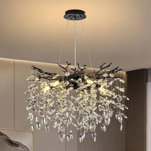 lot 461441 image: Retails for $146 17.7 Crystal Chandelier Black 6-Light Tree Branch Chandelier  Sparkling K9 Crystals, G9 Bulb Base, LED Dimmable Raindrop Round Chandeliers for Dining Room Bedroom Entryway Kitchen Hotel