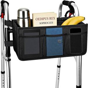 lot 461443 image: Dotday Upgraded Walker Basket with Cup Holder, Foldable Walker Bag  Basket for Walker for Senior, Walker Accessories for Folding Walker, Large Capacity, Never Tipping Over, Not Fit for Rollator