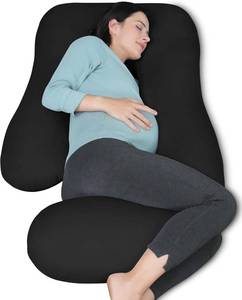 lot 461447 image: MOON PARK Pregnancy Pillows for Sleeping - U Shaped Full Body Maternity Pillow with Removable Cover - Support for Back, Legs, Belly, Hips - 57 Inch Pregnancy Pillow for Women - Black