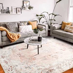lot 461450 image: Retails for $200 Pink Washable Rug 8x10 Area Rugs Non Slip Low-Pile Floral Large  Machine Washable Throw Carpet for Living Room Bedroom Dining Room Boho Soft Floor Indoor Abstract Flowers Light Blush