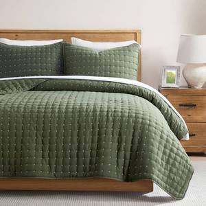 lot 461451 image: WDCOZY Queen Size Quilts Bedding Sets with 2 Pillow Shams, Lightweight Soft Bedspread Coverlet, Quilted Blanket Thin Comforter Bed Cover for All Season, 3 Pieces, 90x90 inches, Moss Green