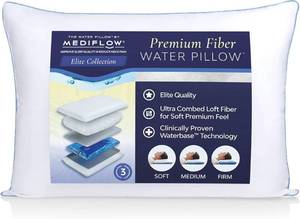 lot 461459 image: Mediflow Water Pillow - Elite Collection, Fiber Pillow. Orthopedic Pillow for Neck Pain Relief, Adjustable Water Pillow for Sleeping. (1 Pillow)
