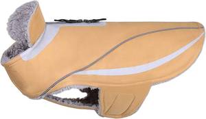 lot 421489 image: VIVAGLORY Dog Coat, Dog Jacket for Winter & Cold Weather, Fleece Vest with Leash Hole, Warm Fleece Lined Water Resistant Reflective for Puppy, XS, Khaki
