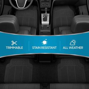 lot 442069 image: BDK Floor Mats, 2-Piece All-Weather Car Mat with Universal Fit Design, Durable Rubber Car Floor Mats with Capture Ridges, Waterproof for Cars Trucks SUV (Black)