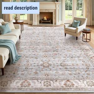 lot 161570 image: Retails for $105 Washable Area Rug 10x14 Non-Slip Floral Carpet, GrayLight Blue  Low Pile, Soft Underfoot, Water Repellent, Pet Friendly, Vintage Rugs for Bedroom Living Room, Elevate Your Home Decor
