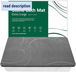 lot 161572 image: Extra Large Stone Bath Mat, Diatomaceous Earth Mat, 31.5x19.7  Super Absorbent, Modern Quick Drying Diatomite Bathmats, Non-Slip Base, Easy Clean for Shower Floor & Bathroom (Dark Gray)