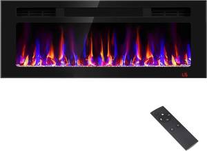 lot 251611 image: Retails for $180 43 Inch Electric Fireplace Recessed and Wall Mounted, Fireplace Heater and Linear Fireplace, Ultra-Thin Electric Fireplace, Low Noise, with Timer, Remote Control, Adjustable 12 Flame Color, 7501500W