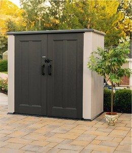lot 191752 image: Retails for $400 Lifetime Resin Utility Shed