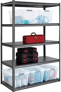 lot 291662 image: Retails for $195 Whalen 5-Shelf Heavy Duty Steel Shelving Unit, 48 W x 24 D x 72 H, Black