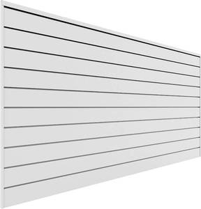 lot 291669 image: Retails for $200 Proslat 88102 Heavy Duty PVC Slatwall Garage Organizer, 8-Feet by 4-Feet Section, White