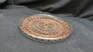 Pink Depression Glass Small Plate with Diamond Point Pattern - Selenium Glow