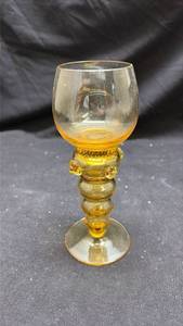 lot 10 image: German Amber Glass Roemer Wine Goblet with Raspberry Prunts