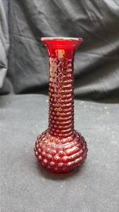 lot 16 image: Ruby Red Hobnail Glass Bud Vase