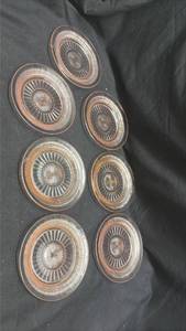 lot 28 image: Pink Depression Glass Ribbed Salver Plates Set of 7